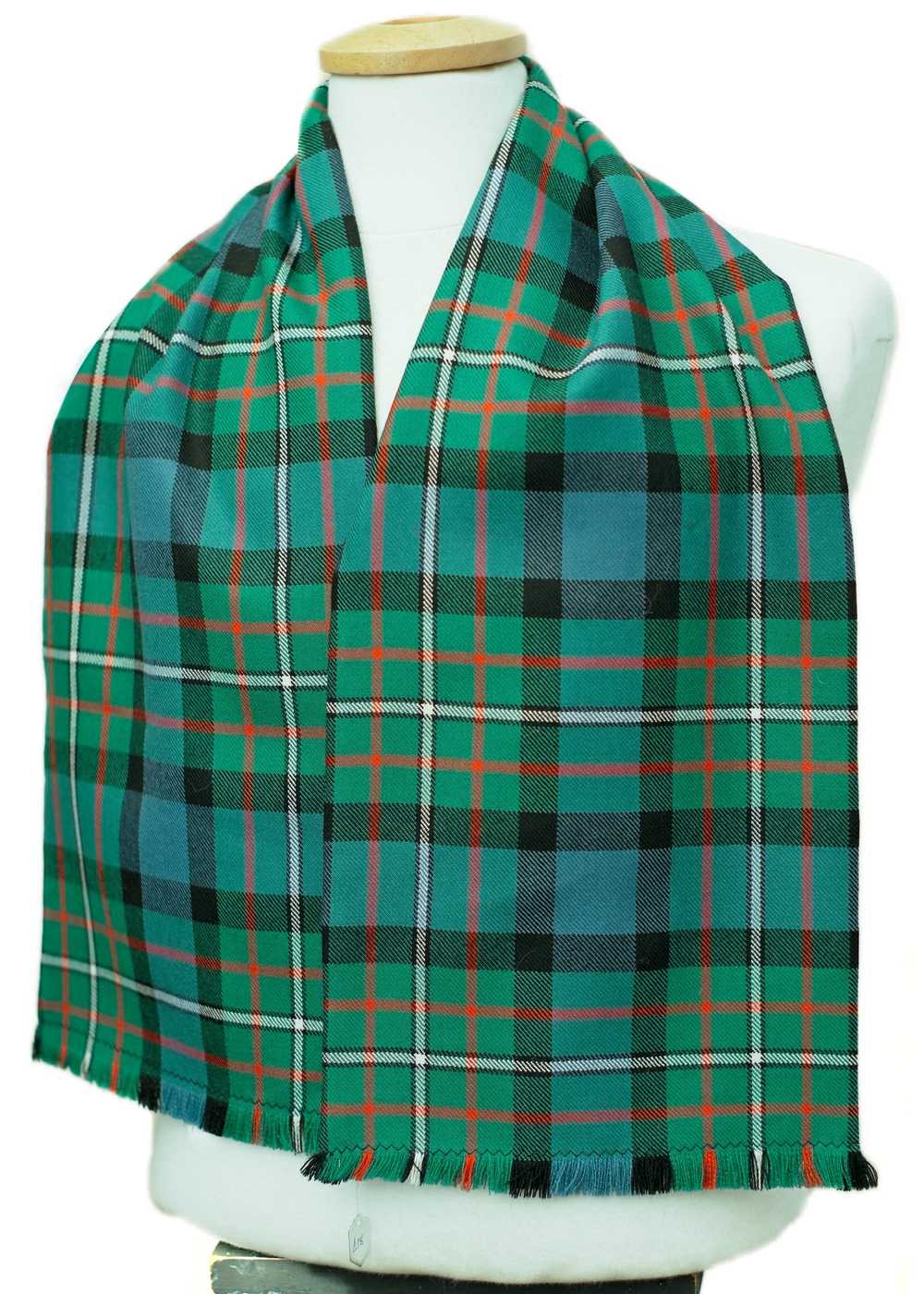 Green Paisley Tartan Plaid Wool Dress Scarf - image 1