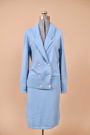 Blue Wool Set By Lilli Ann Knits, M