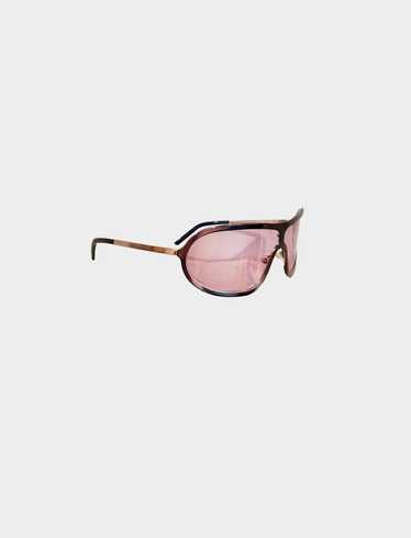Romeo Gigli 1990s Pink Curve Wrap Sunglasses