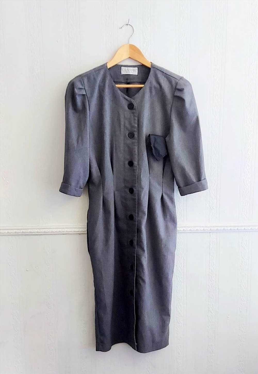 1990s Grey Blazer Midi Dresss - image 1