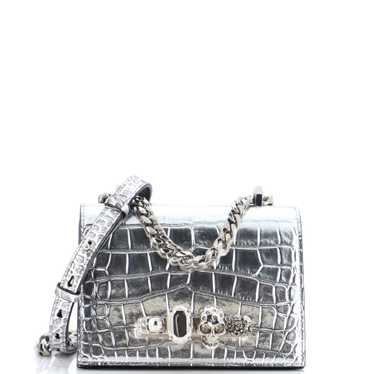 Louis Vuitton Taupe Brilliant Crocodilian Mini City Steamer Silver