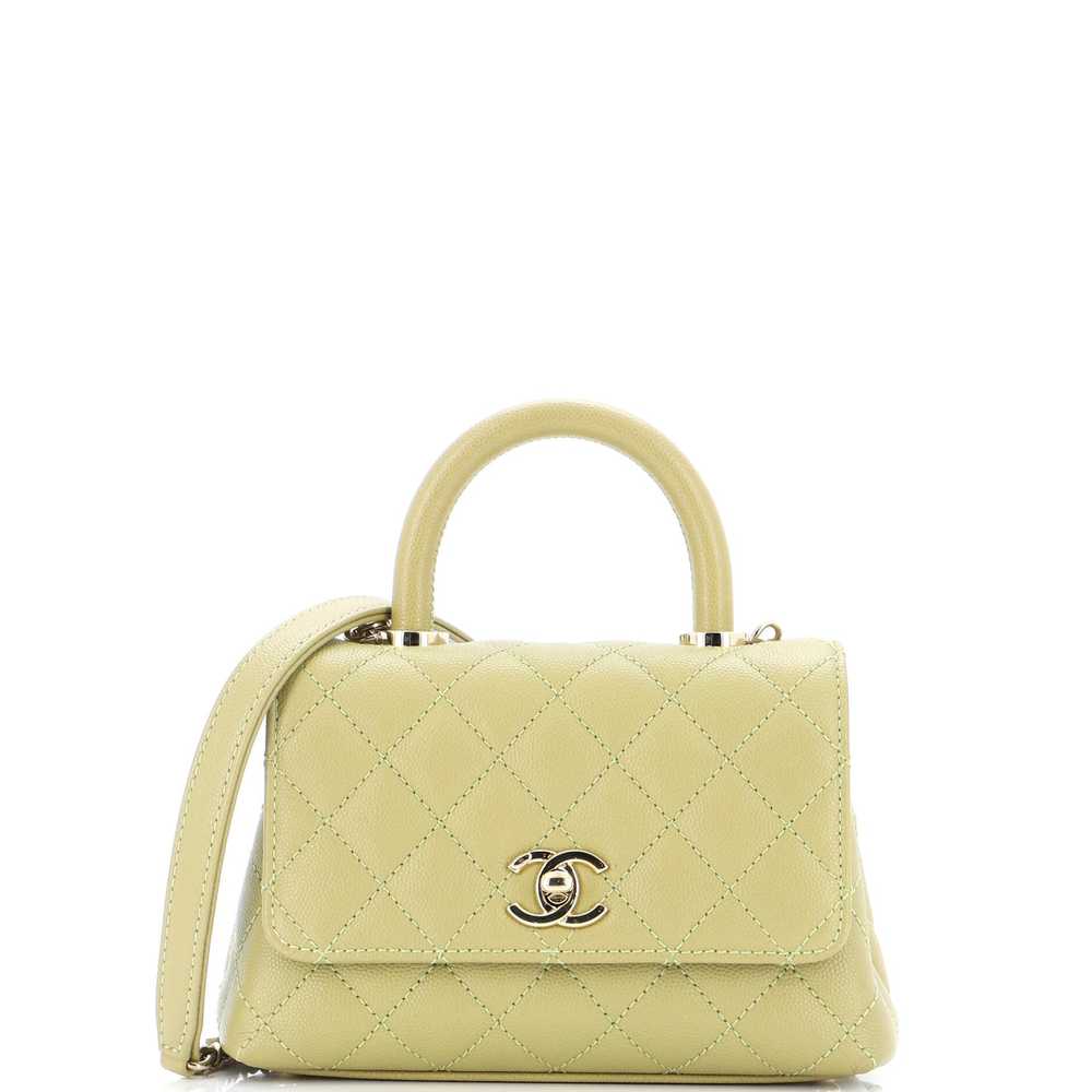 CHANEL Coco Top Handle Bag Quilted Caviar Extra M… - image 1