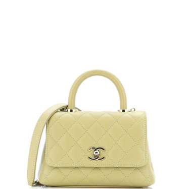 CHANEL Coco Top Handle Bag Quilted Caviar Extra M… - image 1