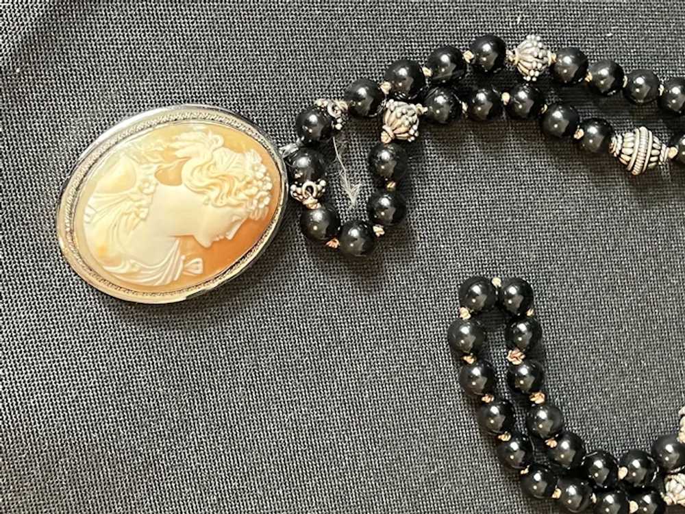 Wonderful Antique Cameo Recycled Black Onyx Beads… - image 4