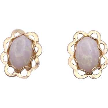 Natural Opal Stud Earrings 14K Gold