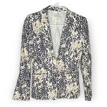Joie linen blazer jacket fully lined abstract ani… - image 1