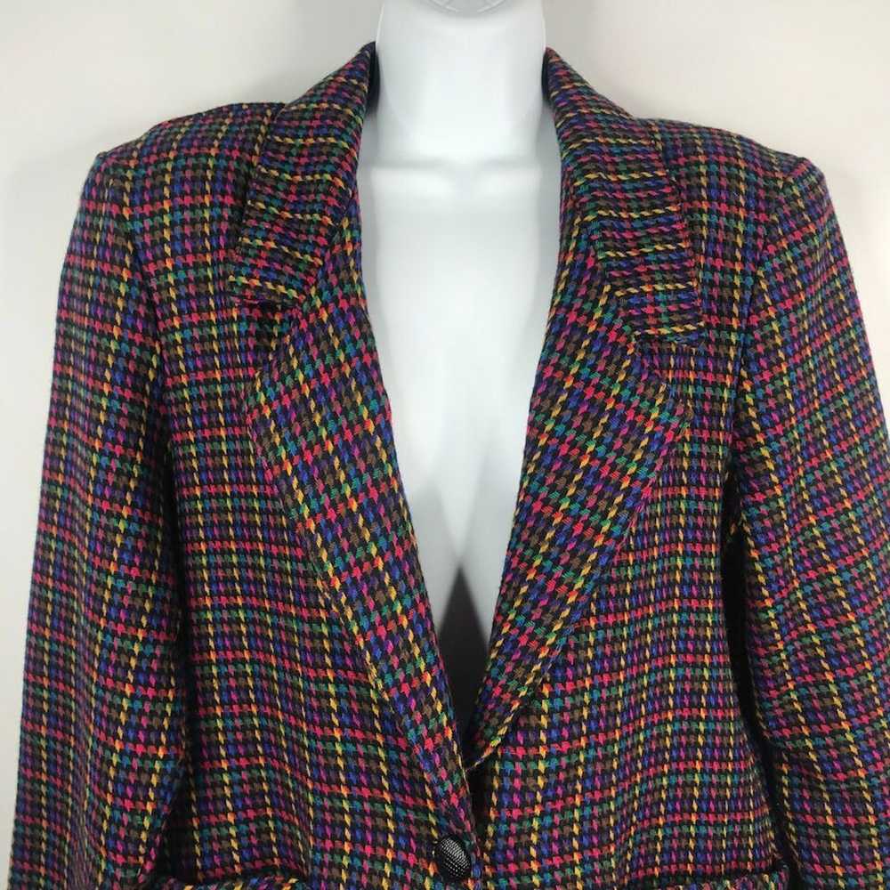 Vintage 80s Blair Rainbow Houndstooth Check Wool … - image 2