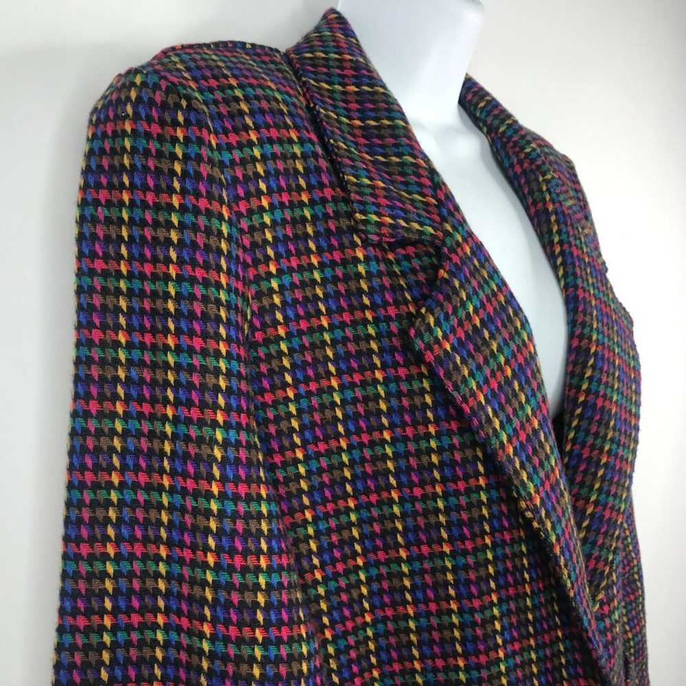 Vintage 80s Blair Rainbow Houndstooth Check Wool … - image 4