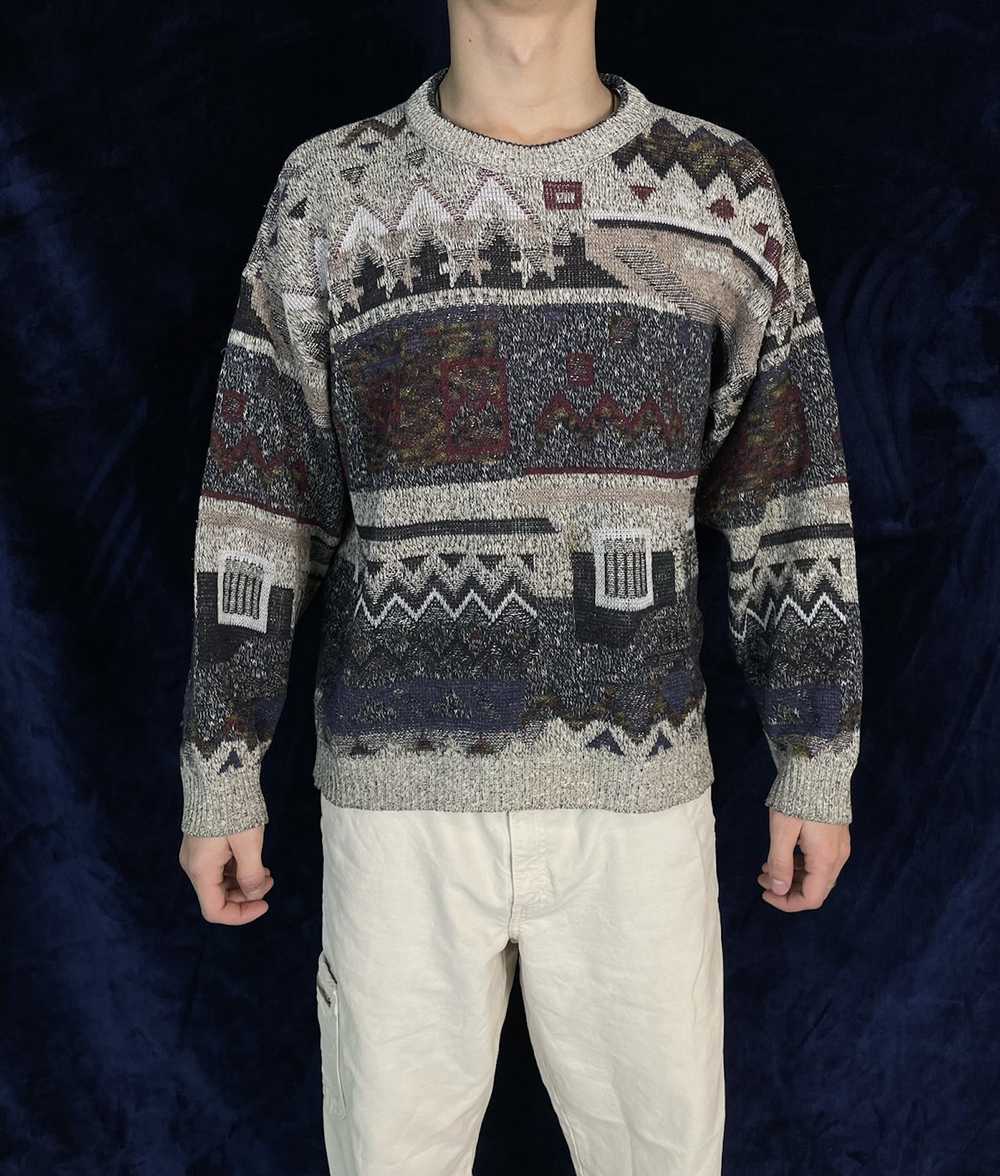 Coloured Cable Knit Sweater × Very Rare × Vintage… - image 1