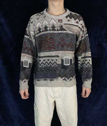 Coloured Cable Knit Sweater × Very Rare × Vintage… - image 1