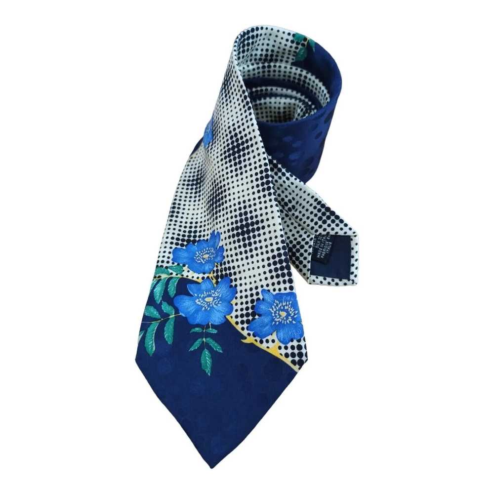 Kenzo KENZO PARIS White Floral Silk Tie ITALY 59"… - image 2