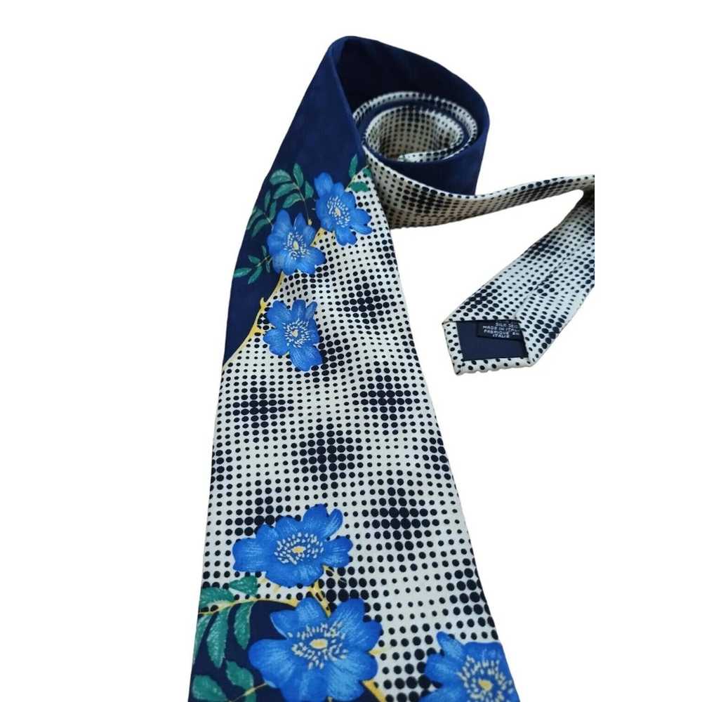 Kenzo KENZO PARIS White Floral Silk Tie ITALY 59"… - image 5