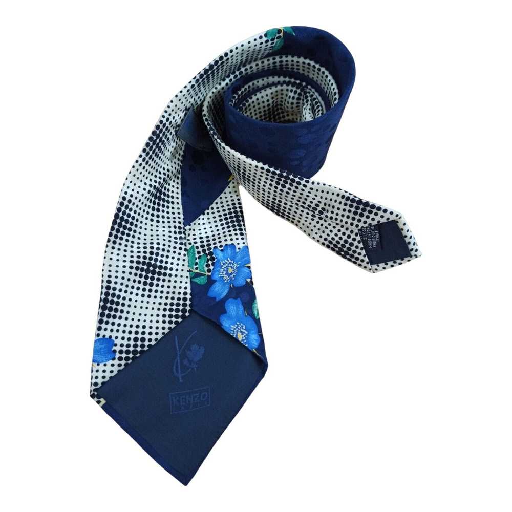 Kenzo KENZO PARIS White Floral Silk Tie ITALY 59"… - image 7