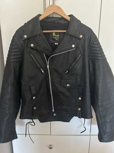 Vintage Vintage Black Leather Motorcycle Padded Ja