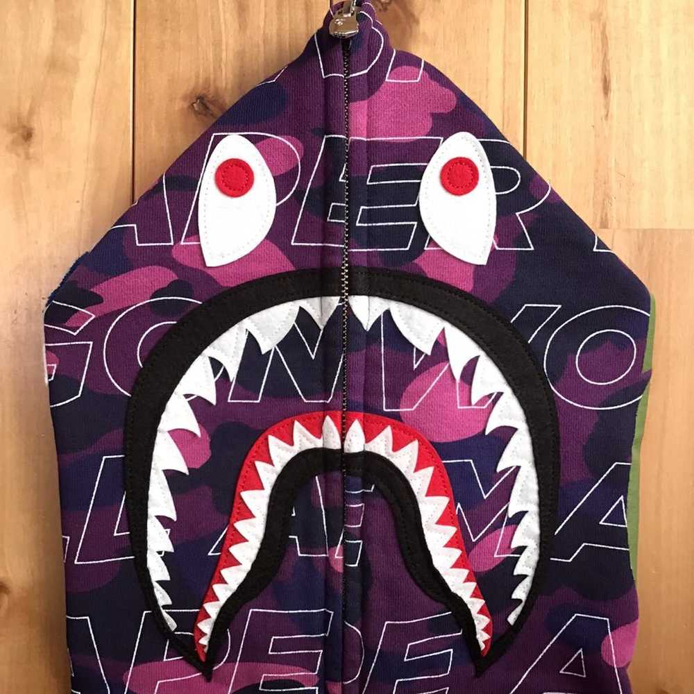 Bape BAPE text color camo shark full zip hoodie p… - image 3
