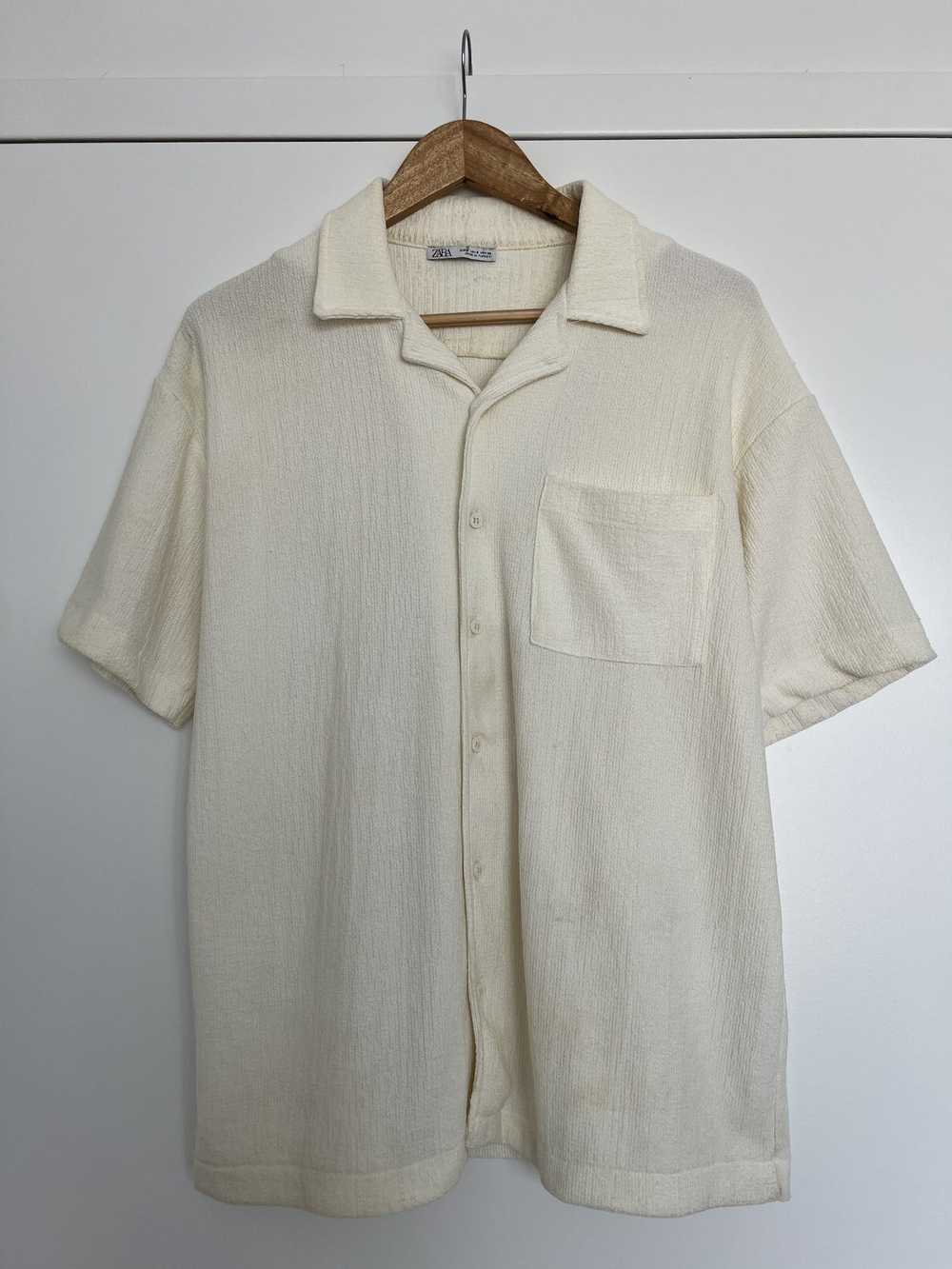 Zara Zara Rustic Textured Shirt Oyster White 0761… - image 4