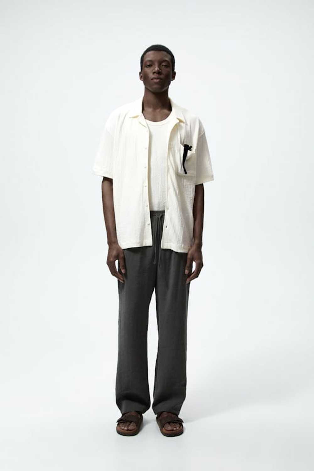 Zara Zara Rustic Textured Shirt Oyster White 0761… - image 6