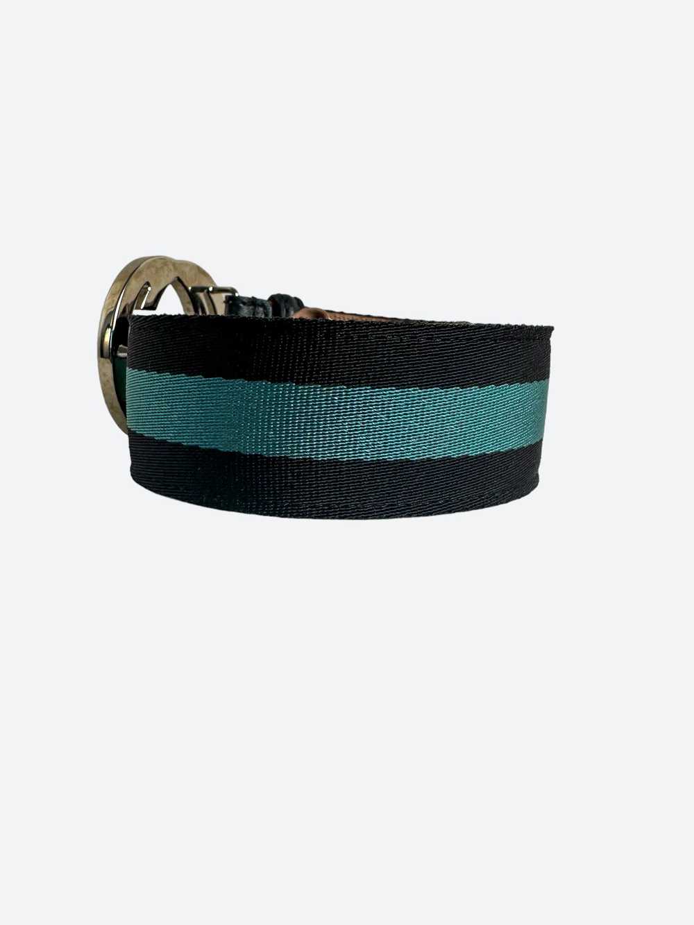 Gucci Gucci Blue Striped G Buckle Web Belt - image 2