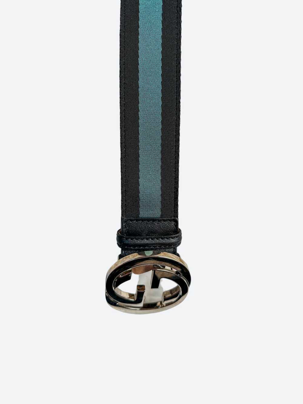 Gucci Gucci Blue Striped G Buckle Web Belt - image 3