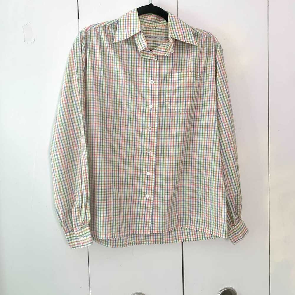 Dior Vintage Dior Pastel Pinstripe Button Down Si… - image 2