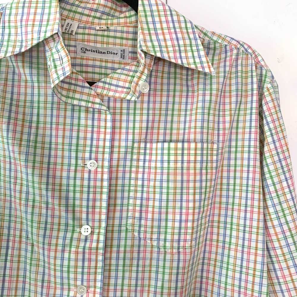 Dior Vintage Dior Pastel Pinstripe Button Down Si… - image 4