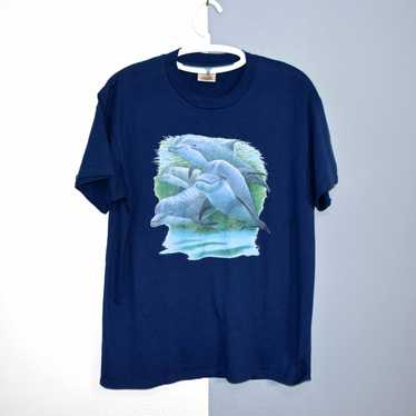 VTG World Of Fun Dolphins T Shirt Nature Size XL Single Stitch