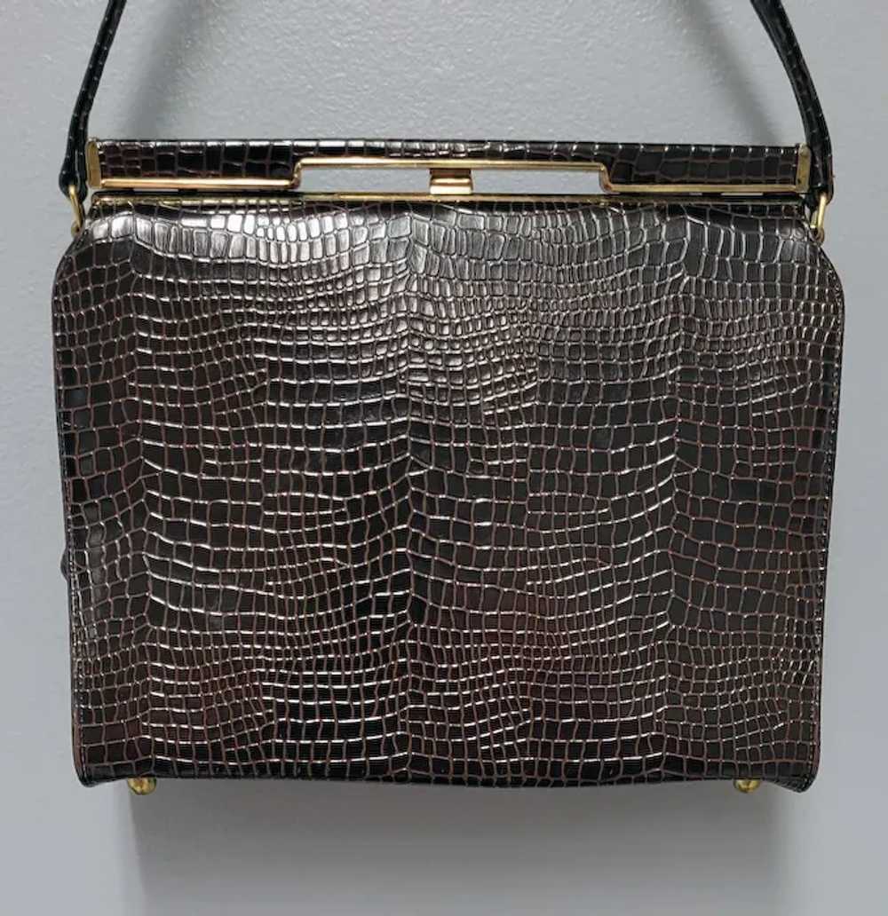 1950s - 1960s Kelly Handbag Faux Reptile Purse Mi… - image 2