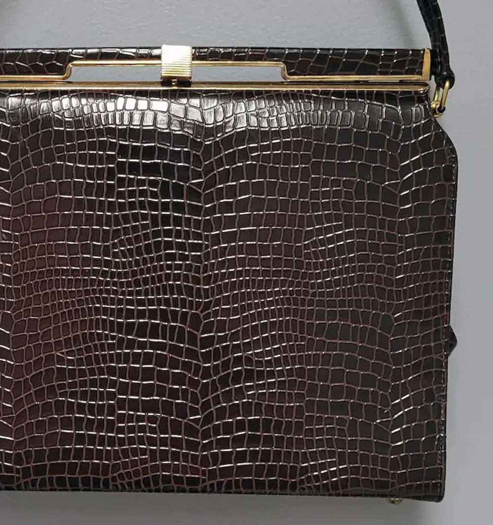 1950s - 1960s Kelly Handbag Faux Reptile Purse Mi… - image 3