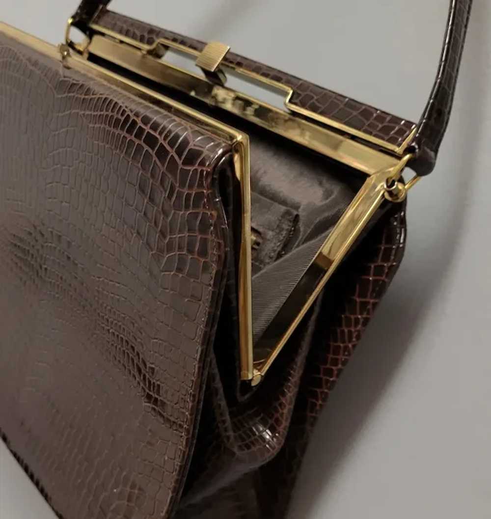 1950s - 1960s Kelly Handbag Faux Reptile Purse Mi… - image 6