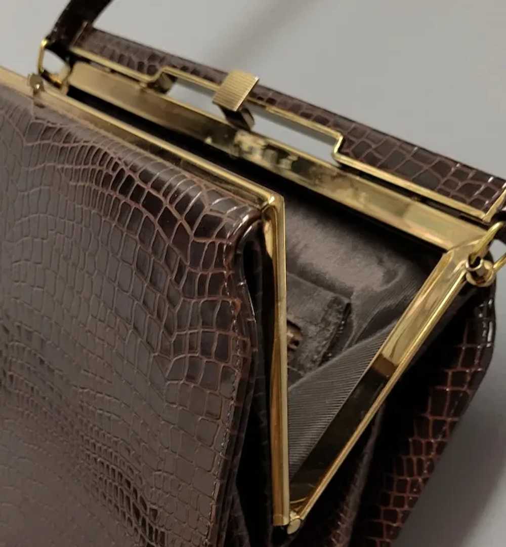 1950s - 1960s Kelly Handbag Faux Reptile Purse Mi… - image 7