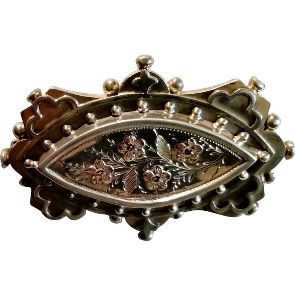 English Victorian Aesthetic Brooch, Sterling with… - image 1