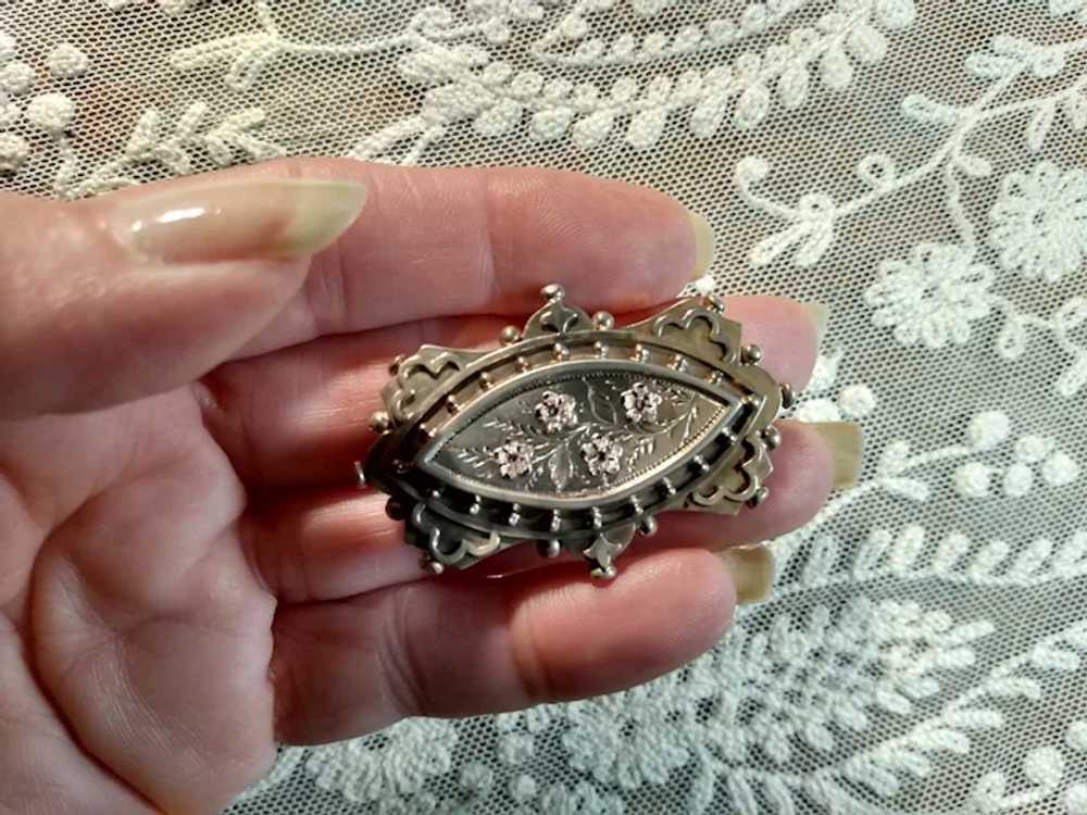 English Victorian Aesthetic Brooch, Sterling with… - image 3