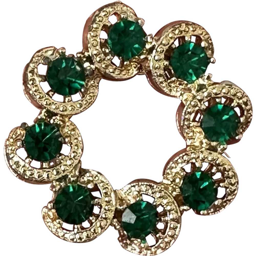 Green Rhinestone Pin - image 1