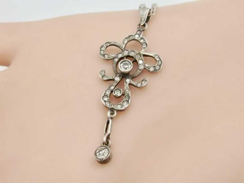 Early French Paste Dangle Sterling Silver Pendant - image 2