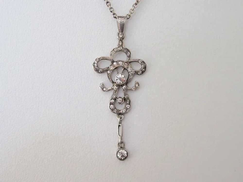 Early French Paste Dangle Sterling Silver Pendant - image 3