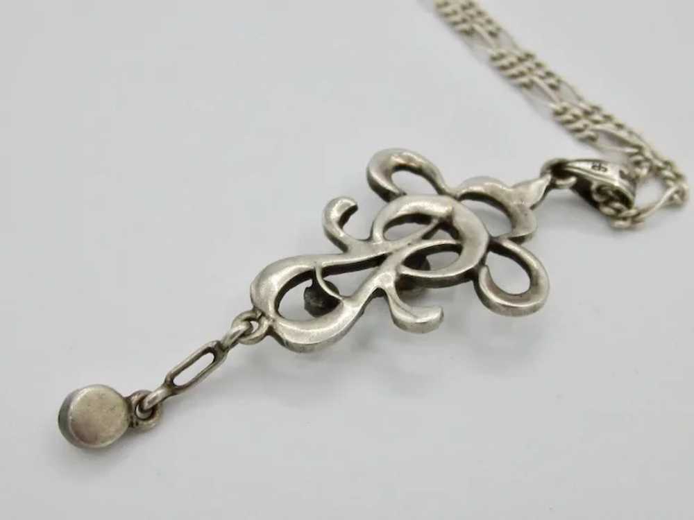 Early French Paste Dangle Sterling Silver Pendant - image 4