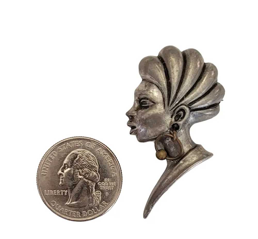 ART Arthur Pepper Silver Tone African Princess, L… - image 7