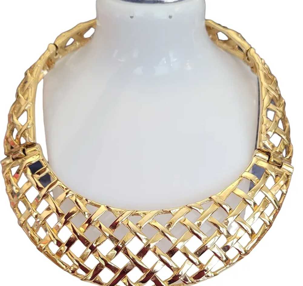 Ugo Correani Gold Tone Lattice Bib Collar Choker … - image 10