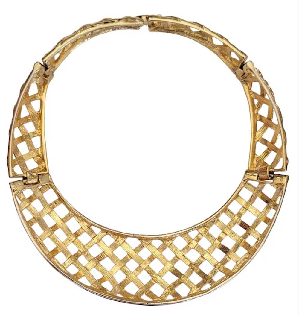 Ugo Correani Gold Tone Lattice Bib Collar Choker … - image 6