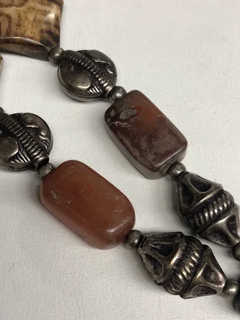 Vintage Tibetan Silver Hand Carved Agate Melon Be… - image 10