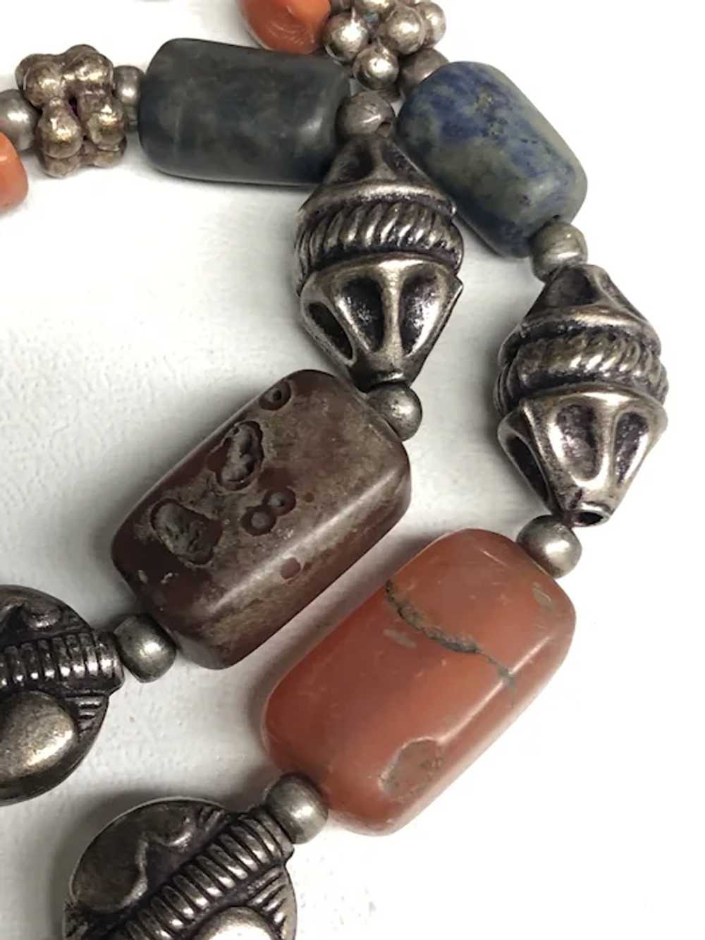 Vintage Tibetan Silver Hand Carved Agate Melon Be… - image 11