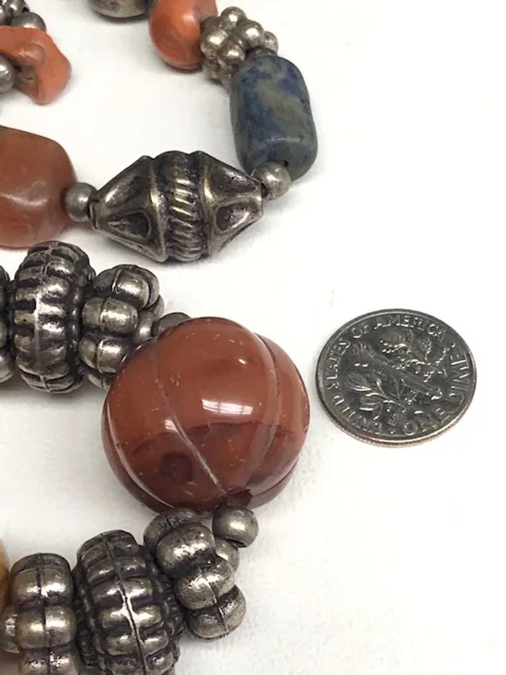 Vintage Tibetan Silver Hand Carved Agate Melon Be… - image 9