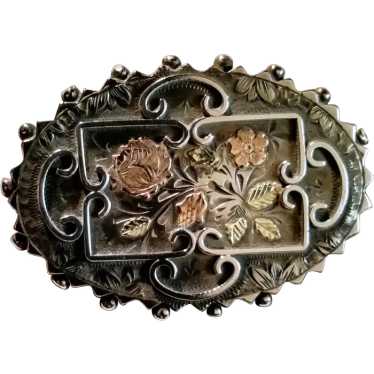 English Victorian Aesthetic Brooch, Sterling with… - image 1