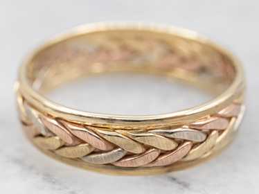 Tri Gold Braided Wedding Band 2024