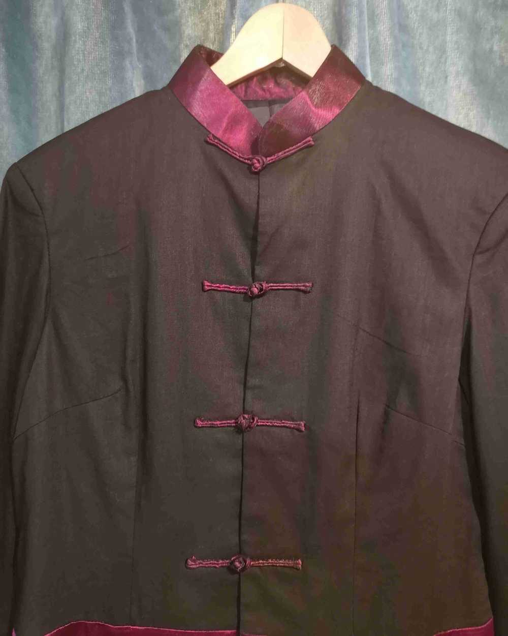 Silk shirt - Chinese shirt in black silk, and fus… - image 2