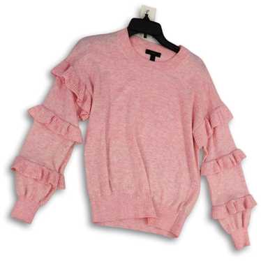 J. Crew Womens Pink Tight-Knit Crew Neck Ruffle Lo