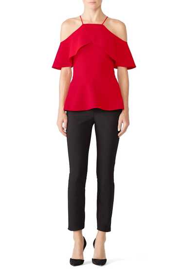 Christian Siriano Red Cold Shoulder Top