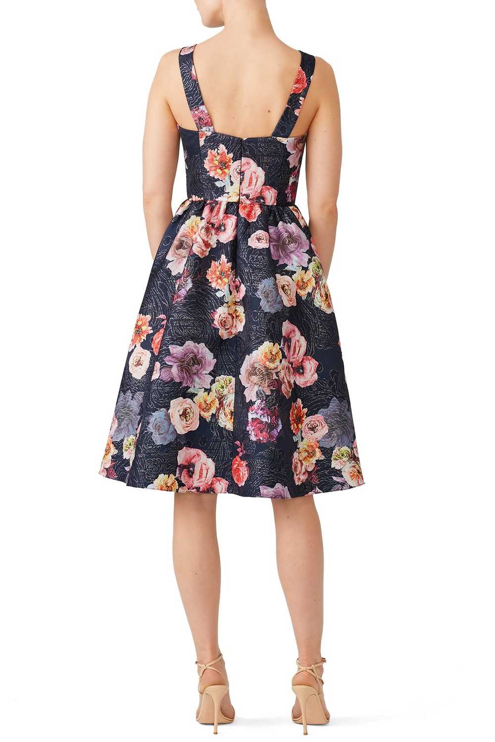 Christian Siriano Black Floral Cocktail Dress - image 2