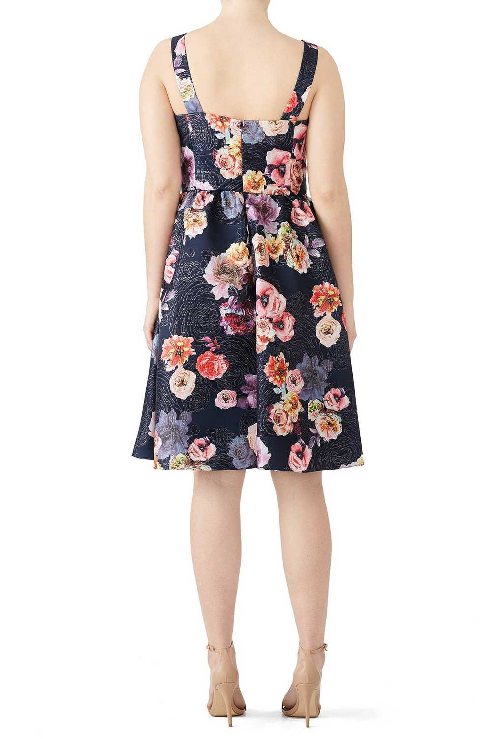 Christian Siriano Black Floral Cocktail Dress - image 4