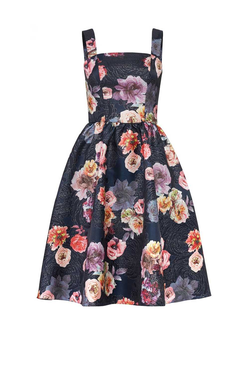 Christian Siriano Black Floral Cocktail Dress - image 5